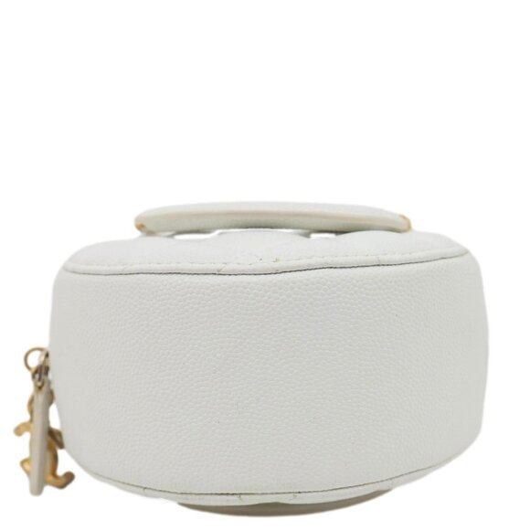 Chanel In The Loop Round Caviar Leather Clutch Crossbody Bag White - Picture 5 of 12
